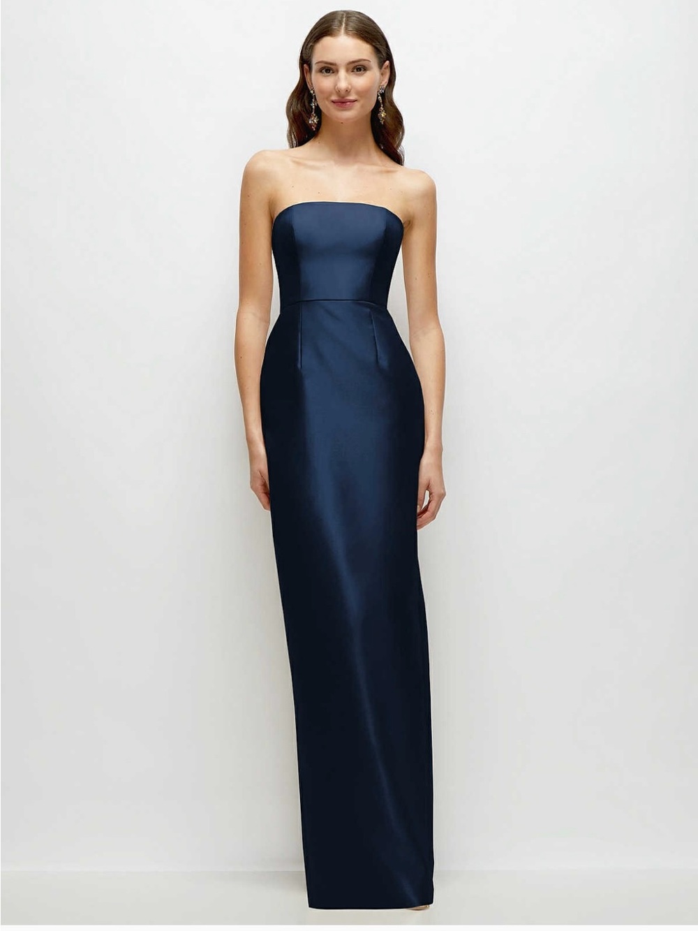ALFRED SUNG Strapless Satin Gown in Navy- NWT